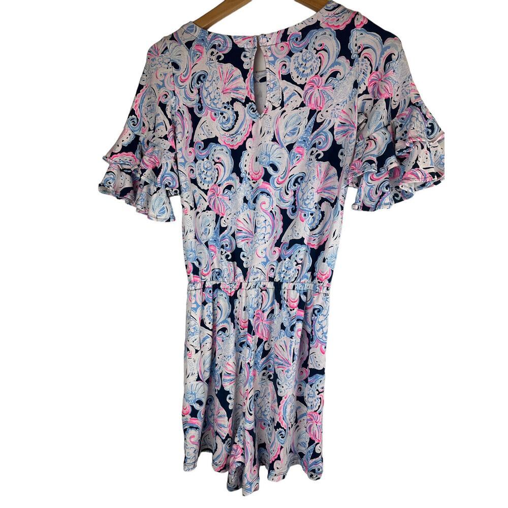 LILLY PULITZER Lula Romper Summer Shell Print One Piece Ruffle Sleeve Womens XXS - Picture 3 of 11